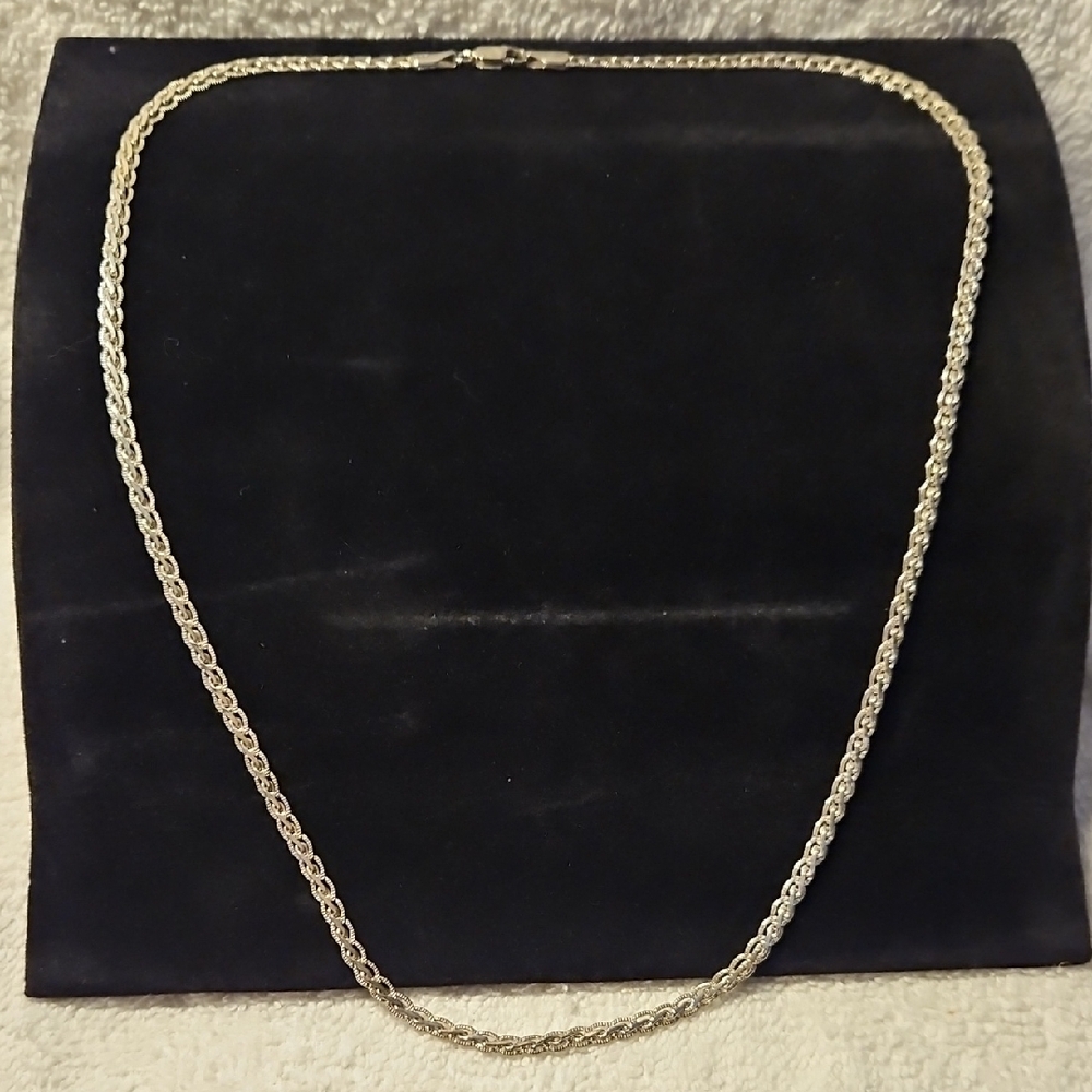 24" Textured Silver Necklace
